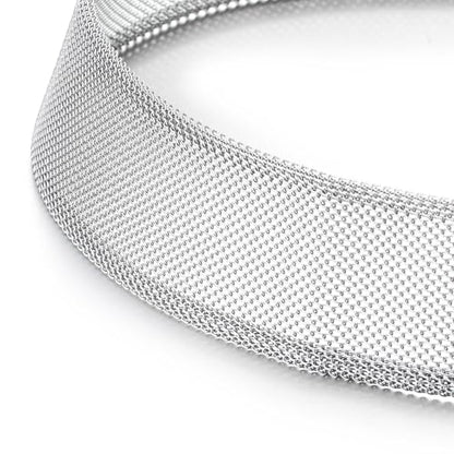COOLSTEELANDBEYOND Mesh Choker Necklace for Women, Statement Jewelry, Fashionable Metal Collar for Parties - color: B-Color: Silver