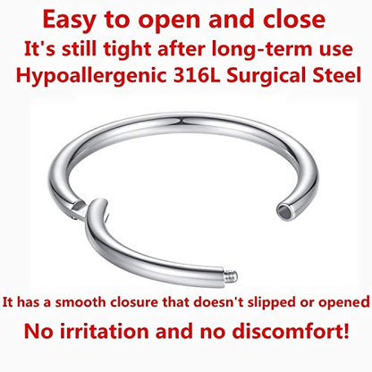ORANGELOVE Hypoallergenic Nose Rings 20G 18G 16G 14G 12G 10G 8G 316l Surgical Steel Septum Jewelry Hinged Segment Ring Body Piercing Nose Hoop Lip Rings Nose Helix Cartilage Rook Earrings - color: Silver, size: 1pc 16 Gauge 6mm