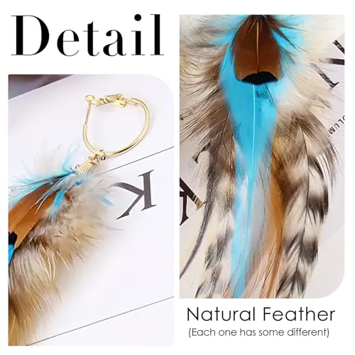 FRESHME Feather Earrings for Women - Ethnic Indian Native American Western Jewelry for Photoshoot Music Festival