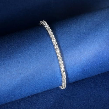 3/4/5mm Tennis Bracelet, 18k White Gold Plated 3MM/4MM/5MM Iced Out Round Cubic Zirconia Tennis Bracelet for Women Men 6.5/7/7.5 Inches - color: 3MM White Gold, size: 8 inch