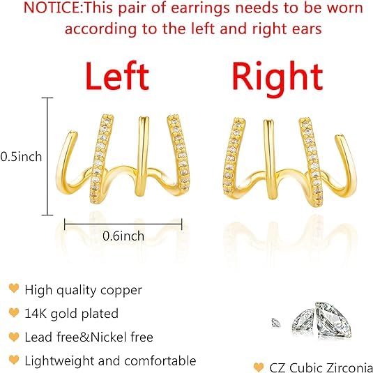 2 Pairs Gold/Silver Hoop Earrings For Women Set Trendy,14K Plated Gold Chunky Huggie Hoop Earings Pack,Oval Twisted Statement Silver Hoops,Fashion Jewelry Gift - color: B11 four clawsCZ studs set