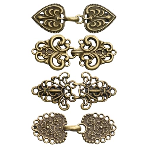 4 Pieces Vintage Sweater Clips, Sweater Clips for Cardigans to Hold Sweater Together, Shawl Collar Clasp Dress Shirt Brooch Clip&Dress Clips Back Cinch - color: Bronze