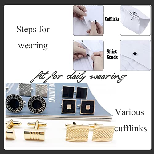 12 Pairs Cufflinks for Men Silver Black Striped Disc Square Rectangle Cuff Links Shirt Suit Men’s Cufflinks For Wedding Groom Business Elegant Gift Box - style: Box B