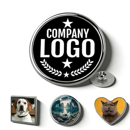 Custom Pins With Logo - Customized Buttons Customized pin for Men - color: Round and Silver