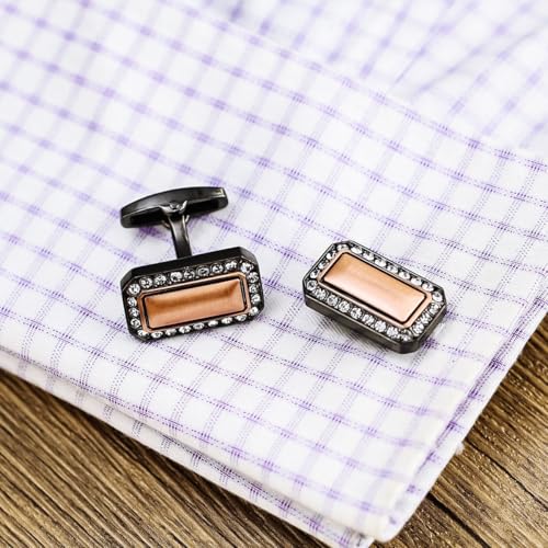 Black Square Men's Cufflinks Studs Set