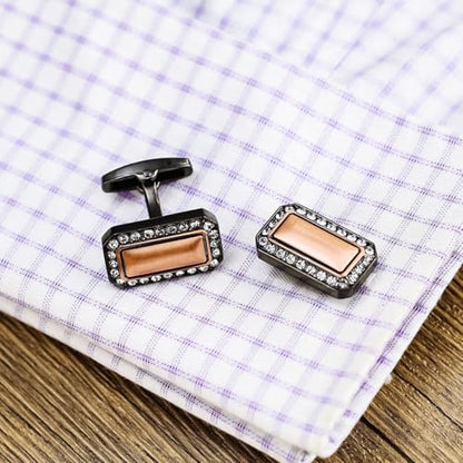 Black Square Men's Cufflinks Studs Set