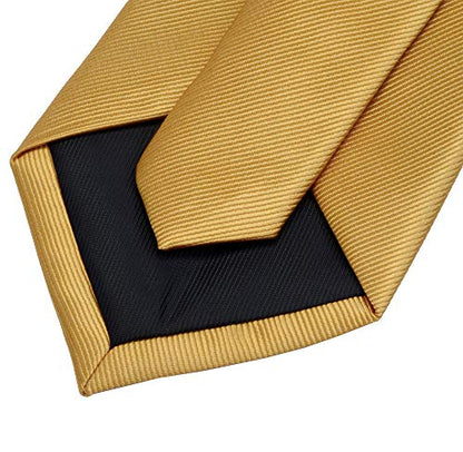 GUSLESON 3.15"（8cm） Solid Color Necktie and Pocket Square Cufflinks Sets For Men + Gift Box - color: Goldenrod