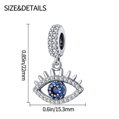 LNQOBU 925 Sterling Silver Charms for Bracelets Necklaces,5A Cubic Zirconias Evil Eye Dangle Beads Charms Jewelry Gift for Women (With one Spacer Beads Charms) - style: E-Evil eye Charm