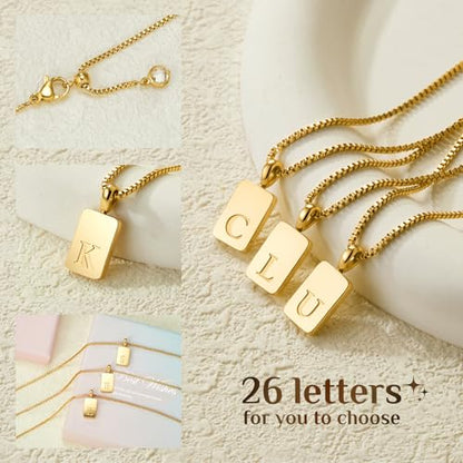Initial Necklaces 18K Gold Plated,Gold Necklace for Women | Waterproof and Sweat-Resistant / Reinforced Box Chain,Long-Lasting Color Retention - color: Z
