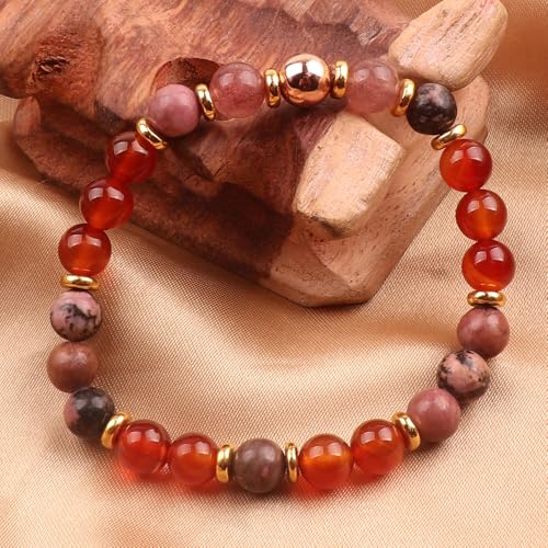 KSQS Healing Stone Bead Bracelet for Women, Natural Gemstones Balance Protection Bracelet, Spiritual Crystal Beads Bracelet Anxiety Relief with Meaning Card - color: Be Yourself
