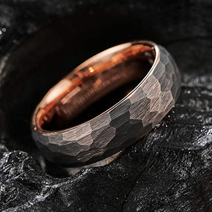 THREE KEYS JEWELRY Tungsten Wedding Band for Men Women Silver Polished | 1mm, 2mm, 4mm, 6mm, 8mm, Engagement Gift, Silver, Polished - color: Grey&Rose Gold 6mm