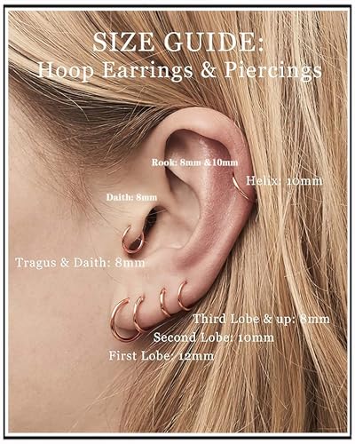 Unisex Dainty Tiny 18k Real Gold Plating Cartilage Huggie Hoop Earrings, 16G Surgical Steel Small Endless Hinged Hoops Earring for Earlobe Cartilage Helix Rook Daith Conch Nose Lip Body Piercing Jewelry - color: 20G(0.8mm) - Rose Gold 6mm