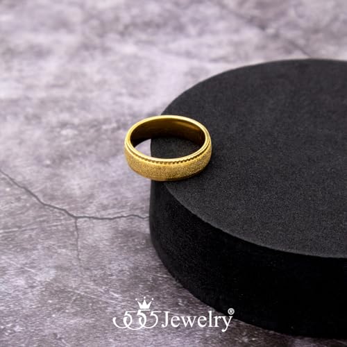 555Jewelry 4mm Sandblast Stainless Steel CZ Wedding Band Ring for Women & Men - color: Gold Style 10