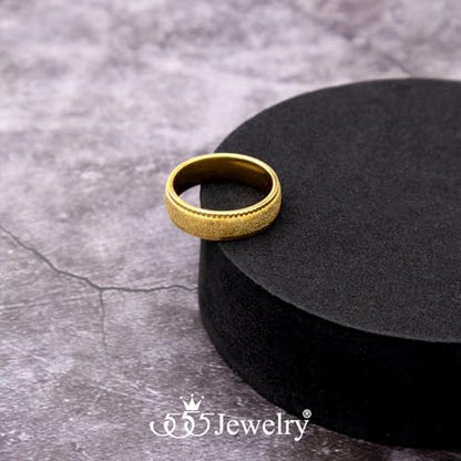 555Jewelry 4mm Sandblast Stainless Steel CZ Wedding Band Ring for Women & Men - color: Gold Style 10