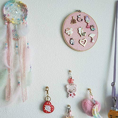 Wall Hanging Brooch Jewelry Storage Display Stand Enamel Pin Display Holder Earrings Necklace Glitter Pin Display Board with stars, Pin Collection Display, Canvas/leather Embroidery Hoop (Blue) - color: Blue