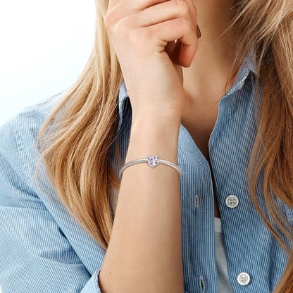 Birthstone Charms for Heart Dangle Charms for Bracelets and Necklaces, Birthday Mother's Day Christmas Jewelry Gifts For Women - color: February