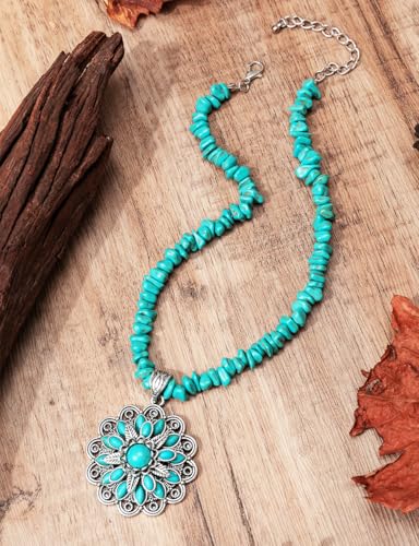 TOPACC Western Jewelry Set for Women Navajo Pearl Necklace Turquoise Cowgirl Accessories for Country Concert Outfit - color: C-Turquoise