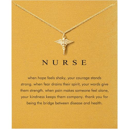 Baydurcan Dainty Gold Necklace for Women Ankh Mom Jesus Sun Star Necklace | 14K Gold Plated Pendant Necklaces Gifts for Friends Sister Mother, Birthday, Christmas, Graduation, Inspirational Gifts - style: Nurse