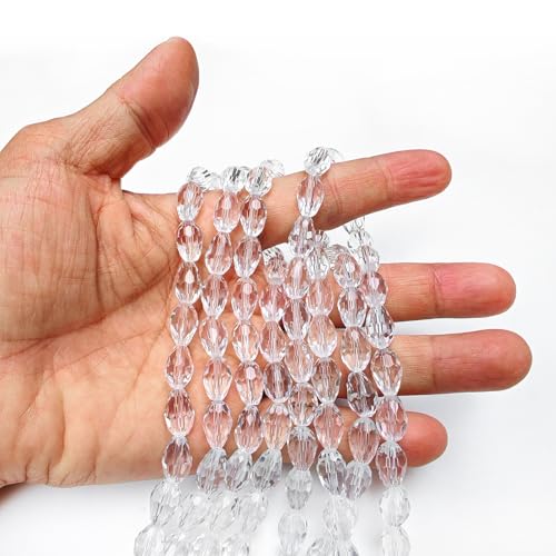 8x12mm Teardrop Glass Beads for Jewelry Making, Vertical Hole Faceted Crystal Prism Beads for Pendants Bracelet Necklace Earring, Clear White 100pcs - color: Clear White