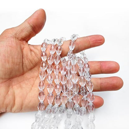 8x12mm Teardrop Glass Beads for Jewelry Making, Vertical Hole Faceted Crystal Prism Beads for Pendants Bracelet Necklace Earring, Clear White 100pcs - color: Clear White