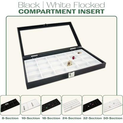 2-Pack 50-Compartments Flocked Velvet Jewelry Display Inserts - Tray/Case Liners - Ring Earrings Storage, (Black) by The Display Guys - color: Black, size: Compartments - 50
