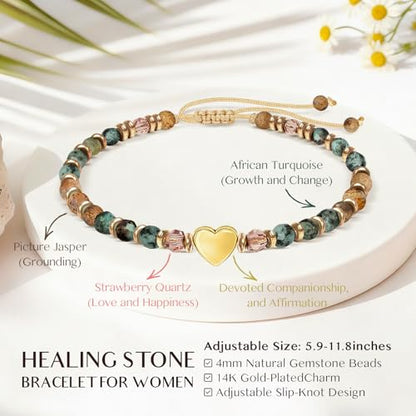 Inspirational Bracelets Gifts for Women: Healing Natural Stone Beads Bracelets - Birthday Mothers Day Gifts Thinking of you Get Well Soon Gift for Women Friends Sister Mom - color: HEART-DAUGHTER-IN-LAW