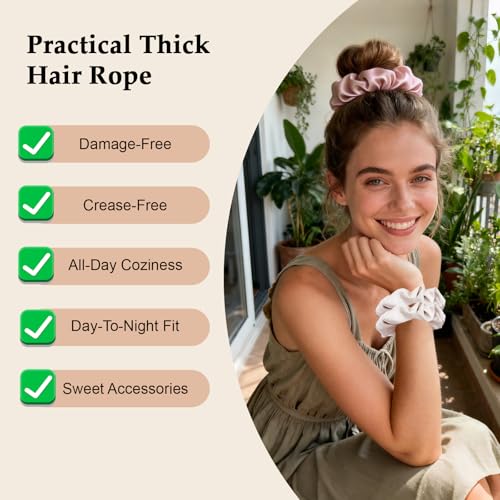 Satin Scrunchies for Women – 8PCS Earth Tone Silk Hair Ties – No Crease, Frizz-Free, Warm & Natural Hair Bands for Thick & Thin Hair, Earthy Hair Accessories Gifts - color: Large-EarthTone