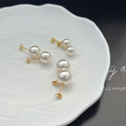 18K Gold Plated 925 Sterling Silver Shell Pearl Stud Earrings,Hypoallergenic to Sensitive Ears - style: A_L - 6mm - Gold