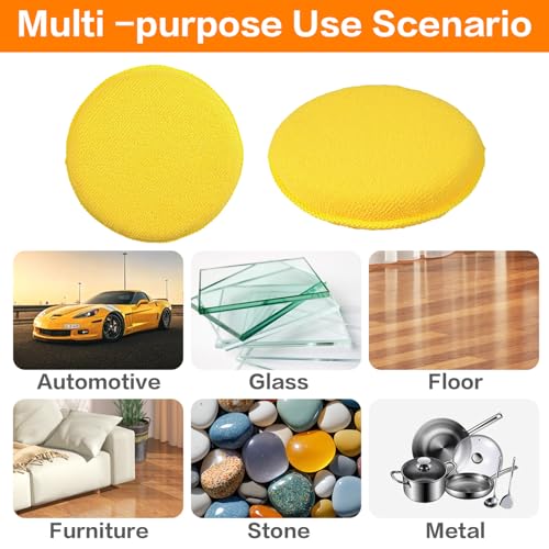 FONAROLL Microfiber Wax Applicator Pads, Car Wax Applicator, Buffing & Detail Polishing Foam Pads for Car Cleaning and Fine Polishing (5" Diameter, 6 Pack) - Yellow - color: Yellow