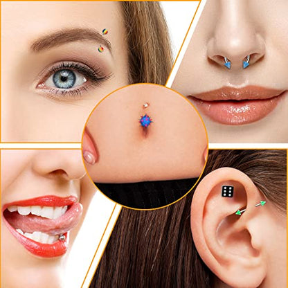 CrazyPiercing Lot of 110PCS Body Jewelry Piercing Eyebrow Navel Belly Tongue Lip Bar Ring
