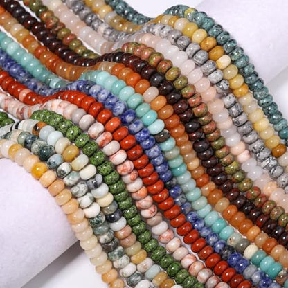 Songxi 5x8mm Natural Blue Amazonite Beads, 75PCS Spacer Round Loose Abacus Beads for Jewelry Making, Gemstone for Bracelet Necklace Earrings, Arts and Crafts - color: Blue Amazonite