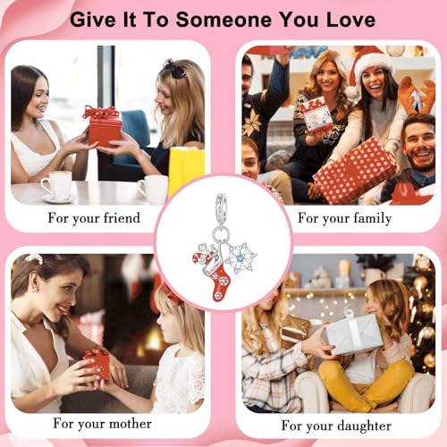 925 Sterling Silver Charms fits Bracelets and Necklace Pendant Bead Charms Jewelry Gift for Women Family Friends - style: Christmas Stockings Charm