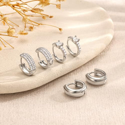 Robaice 925 Sterling Silver Hollow Hoop Earrings for Women, 30/40/50/60mm | Lightweight hollow circle hoops with a clean polished profile, hypoallergenic for everyday wear - size: Set A - 3 Pairs