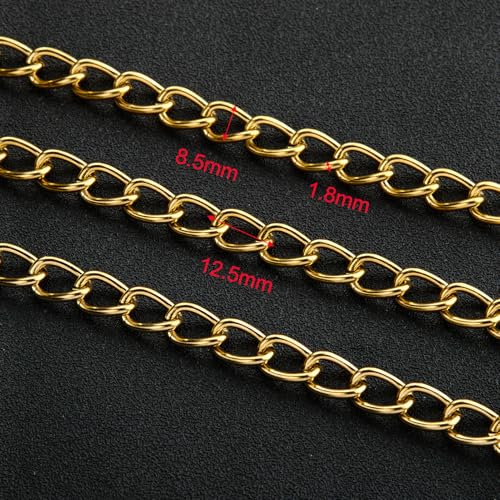 UMAOKANG Gold Chains for Jewelry Making Stainless Steel Twist Cable Chain | 6.6 Feet PVD Gold Plated Bulk Chains Twisted Link Jewelry Chain Roll with Jewelry Supplies Findings - color: Cable (Gold)