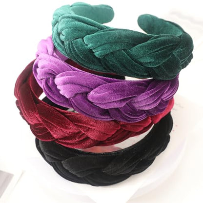 DRESHOW Velvet Braided Headband Women Hair Hoop Elastic Hair Bands Fashion Headbands for Women - color: 1 Pc Velvet Hair Hoop: Emerald Green