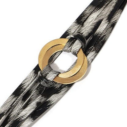 hotoo Circle Charm Bracelets for Women Handmade Leather Wrap Bracelets for Couples Friendship Bracelet Bohemian Cuff Bangle Boho Jewelry Gift - color: Light leopard