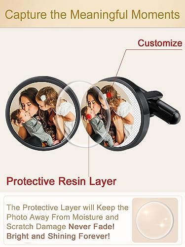 Custom4U Custom Photo Cufflinks for Men Father of the Bride Gifts - color: A-Photo-Black