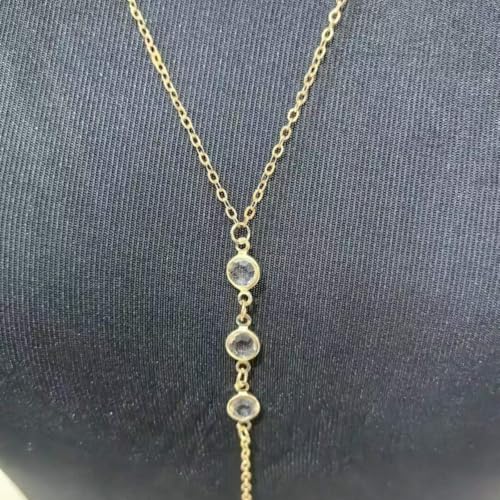 Dainty Crystal Back Chain for Women Sparkly Rhinestone Long Back Necklace for Backless Dress Summer Party Body Jewelry - color: Gold B