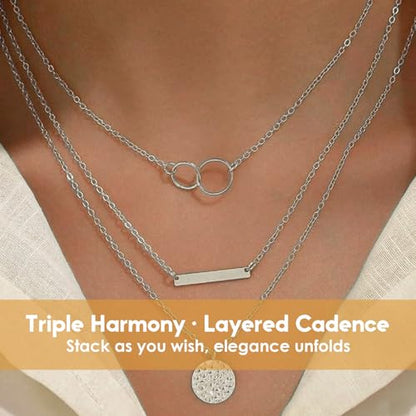 Necklace for Women with Circle and Bar Pendants Layered Jewelry Versatile Design - color: buckle