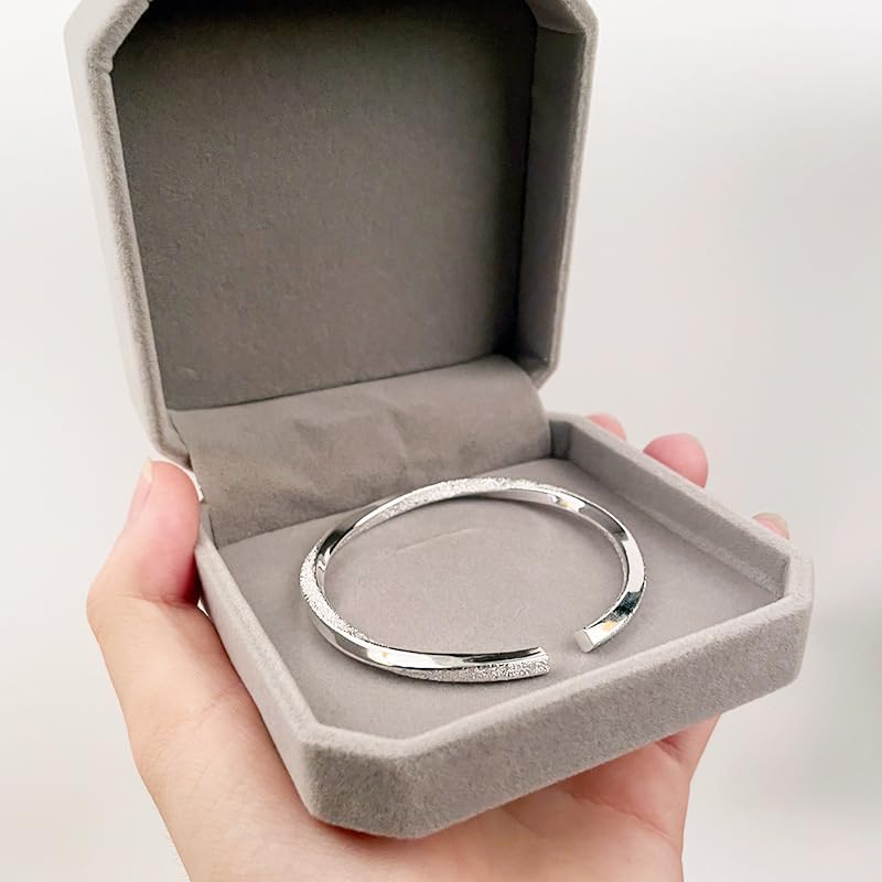 925 Sterling Silver Bracelet Plated Cuff Bangle Bracelet Fashionable Multi-layer Cross Wire Bangle Bracelet Open Adjustable Wide Cuff Bracelet for Teen Girls Fashion Jewelry - color: 6