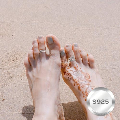 ChicSilver Toe Rings for Women 925 Sterling Silver Adjustable Toe Ring | 925 sterling silver, hypoallergenic for sensitive skin, adjustable open band, summer beach wear gift - color: F: Leaf (1 pc)