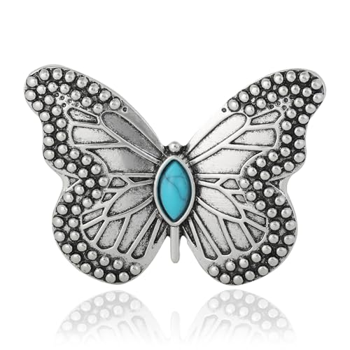 Jessica Simpson Silver or Gold-Tone Brooch for Women | Western Pins with Dangle Charms, Turquoise, or Rhinestones - color: Silver Turquoise Butterfly