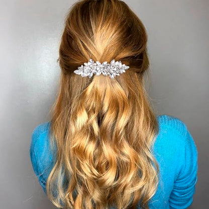 Joez Wonderful 2 Pcs Rhinestone Hair Clips, Silver Bridal Hair Accessories for Women, Sparkly Crystal Hair Pins, Fancy Flower Hair Barrettes for Wedding, Bride (Gold, Silver) - color: Rhinestone (Gold, Silver)