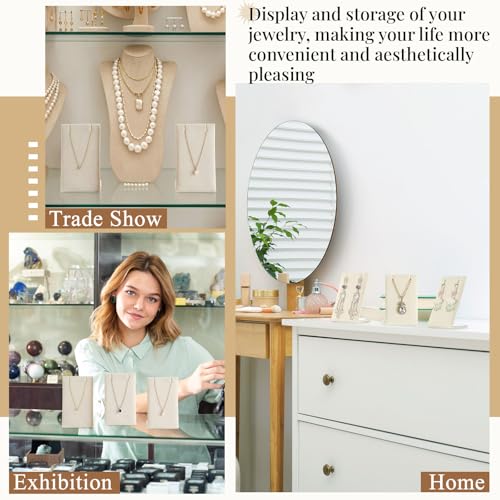 RattanView 12 Pieces Velvet Earring Display Stand Necklace Pendant Jewelry Stand Showcase Organizer Display Holder for Earring Pendant Accessory Rack(Beige,Straight Style,Velvet) - color: Beige