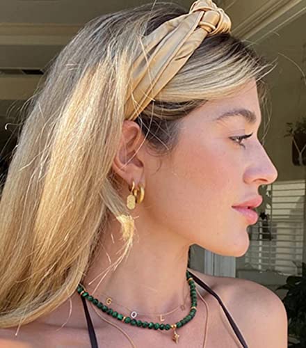 PEARLADA Turquoise Beaded Choker Necklace Chakra Stone Necklace Adjustable - color: Malachite Beads 6mm