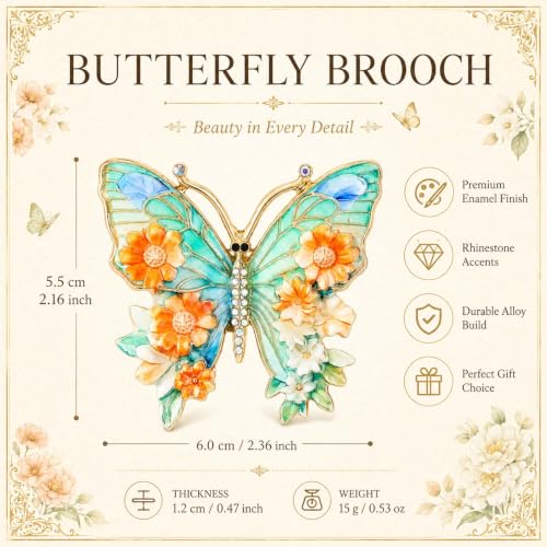 Butterfly American Flag Brooch Pin for Women Sparkly Crystal Red Blue Butterflys Brooches Pins Colorful Enamel Butterfly Statement Pin Patriotic Jewelry Accessorie Gifts - color: Green