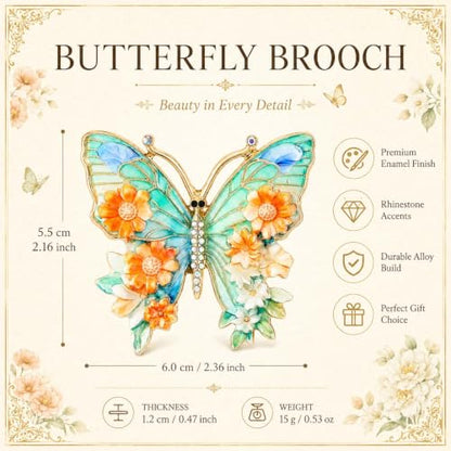 Butterfly American Flag Brooch Pin for Women Sparkly Crystal Red Blue Butterflys Brooches Pins Colorful Enamel Butterfly Statement Pin Patriotic Jewelry Accessorie Gifts - color: Green