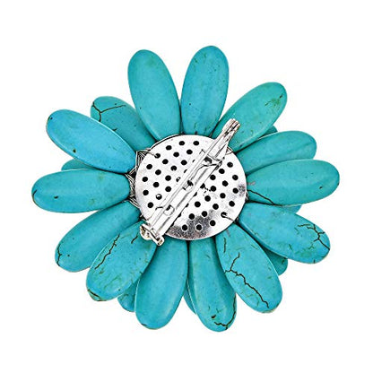 AeraVida Floral Pin Water Lily Design with Simulated Turquoise and Cultured Freshwater Pearls Handmade Brooch Nature Inspired Jewelry Gift for Women