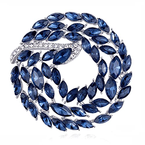Brooch Pins for Women Girls Fashion Flower Crystal Rhinestone Pearl Jewelry - color: blue