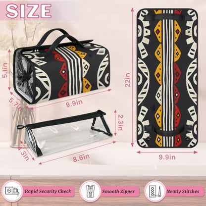 Bohemian Geometric Stripes Hanging Roll Up Cosmetic Bag with 4 Removable Storage Bags Waterproof Foldable Toiletry Kit for Women - color: Multicolor 10